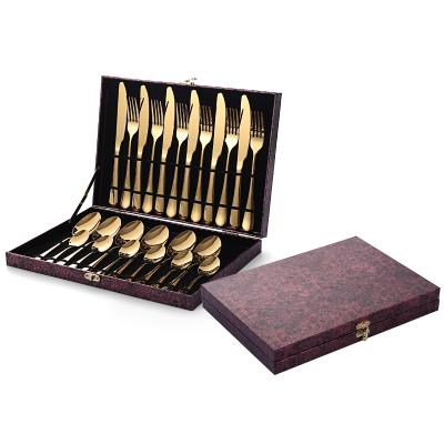 China Viable Gift Cutlery Set Box 24 Piece Morden Stainless Steel Flatware Sets for sale