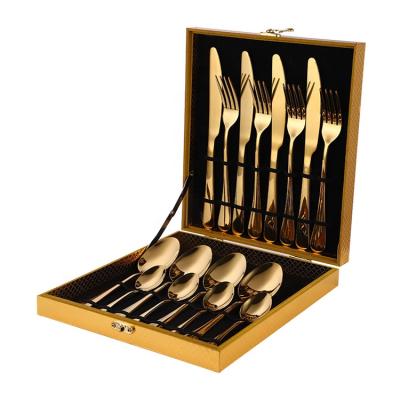 China Most Popular Gift Box Sustainable Cutlery Set Wholesale, 16 Pieces or 24 Pieces Stainless Steel Cutlery for sale