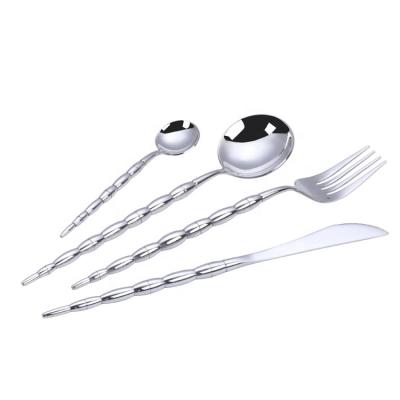 China Viable Hot Selling 4pcs Food Grade Stainless Steel Silver Wedding Hotel Flatware Set Spoon Fork Knife for sale