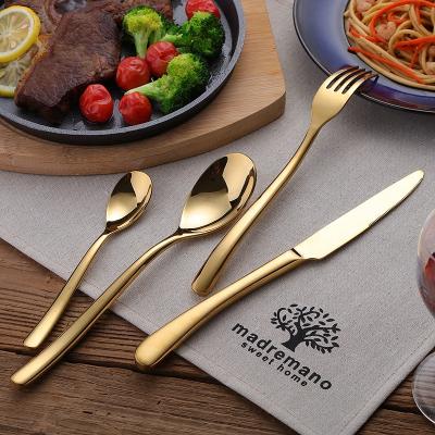 China Sustainable 20 Pcs Mirror Polish Flatware Set 304 Material Knife Fork Spoon For Hotel for sale