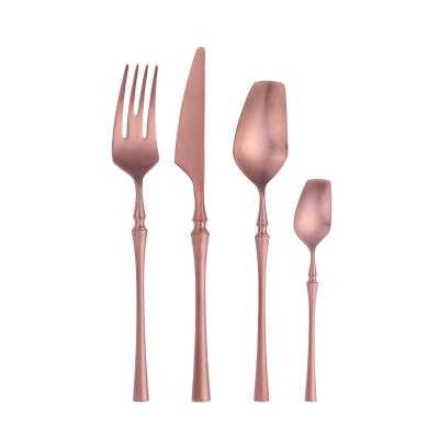 China Sustainable Rose Gold Wedding Cutlery Set Matte Polish  Eco-Friendly Stainless Steel  Flatware for sale