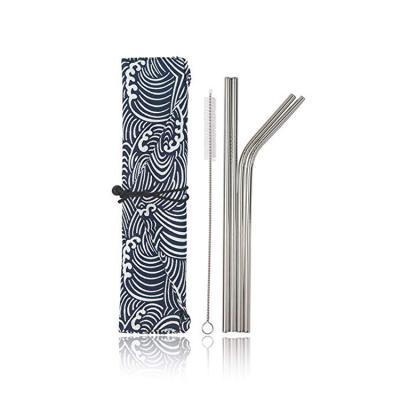 China 304 Reusable Stainless Steel Drinking Straw Eco Friendly Bulk Set Customized Logo Metal Straw for sale