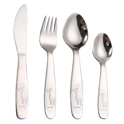 China Custom Lovely Childrens Flatware Set 304 Stainless Steel Sets Fork Spoon Knife for sale