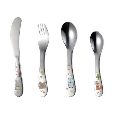 China Stainless Steel Childrens Flatware Set Viable Custom Colored Fork Spoon Knife Cutle for sale