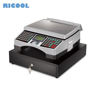 China Printe Barcode POS Heavy Duty Electronic Cash Register Scale With Printer for sale