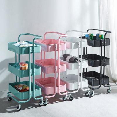 China Easy Assemble 3-Tier Handle Storage Kitchen Cart Cart Serving Island for sale