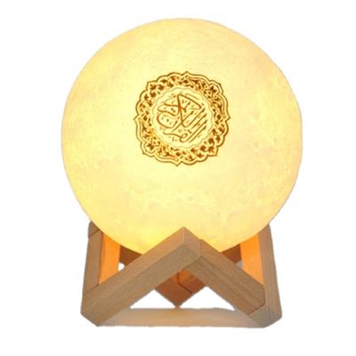 China FM Radio / Bluetooth / Play Kuran / Ignition SQ510 Customized Gift Christmas Remote Control 8GB 18 Languages ​​FM 7 Colors LED Light 3D Touch Printing Moon Lamp Speaker of Quran for sale