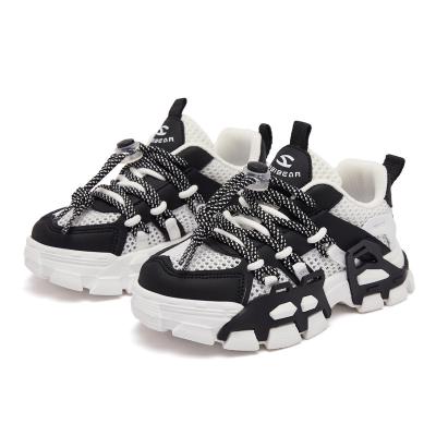 China 2022 flat sneakers black white kids casual shoes sport running shoe lightweight hollow puff shoes for kids for sale