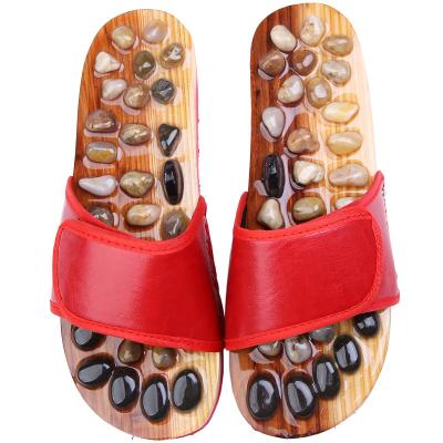 China Fashion Trend Natural Pebbles Slippers Reflexology Sandals Foot Acupuncture Point Massager Shiatsu Arch Pain Massage Therapeutic Slipper for sale