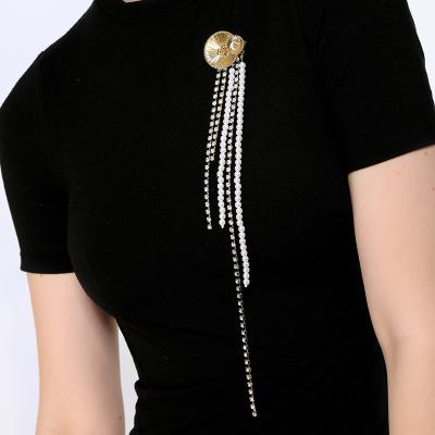 China ALLOY Guangzhou Fashion Jewelry Luxury Large Female Rhinstone Large Drop Dangle Brooch for sale