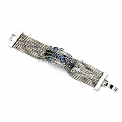 China Elegant/Vintage/Fashion/Silver Plated Chains Hop Hip Charm Bracelet Exotic Rhinestone Multi Crystal Bangle In Shenzhen for sale