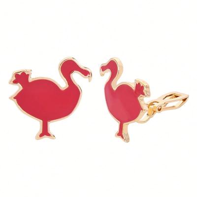 China Cute Red Enamel Dodo Bird Stud Clip On Earring for sale