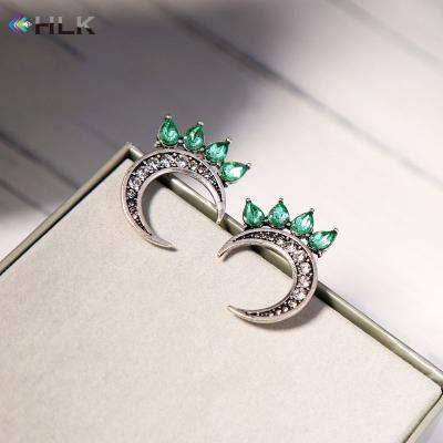 China TRENDY Sterling Silver Turkish Mexican Stud Crystal Earrings 925 Gold Moon Stud Earrings Jewelry Chandelier Earrings for sale