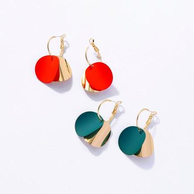 China FASHIONABLE Double Iron Sheet Disc Small Curving Circle Earrings for sale