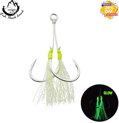 China High quality1/0 -7/0 Double Slow Down Hooks Luminous Bassing Hook Bassing Aid For Fishing Lure Bassing for sale