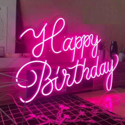 China Buildings No Moq Waterproof Happy Birthday Custom Customized Acrylic Led Letter Light Neon Sign For Christmas Decoration for sale