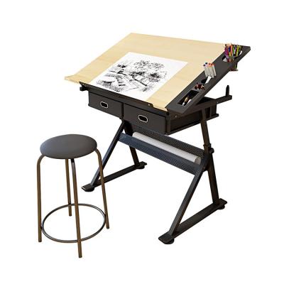 China Art School Classroom Furniture Adjustable Modern Wooden Drafting Desk for sale