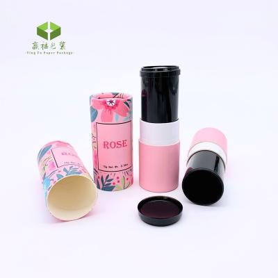 China Recycled Materials 11gram Degradable Bio Round Wide Twisted Up Air Freshener Container Lip Balm Concealer Paper Tube Perfume Solid Packaging for sale