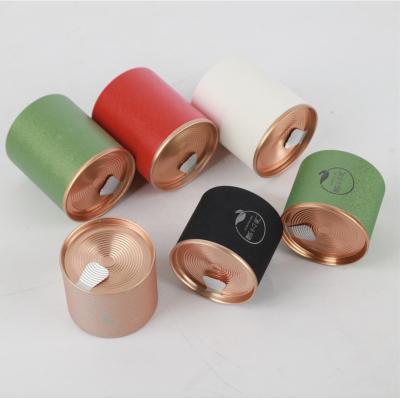 China Recycled Materials Tea Tin Lid Canister Packaging Luxury Paper Packaging Small Cardboard Box Rolled Edge Cylinder Paper Tube With Metal Lid for sale