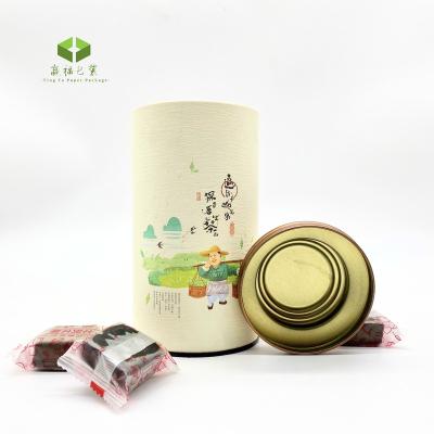 China Custom Recycled Materials Food Grade Paper Tube Tea Packaging With Metallic Tinplate Lead Lid Gift Box For Whiskey Aluminum Foil Narrower Cans for sale