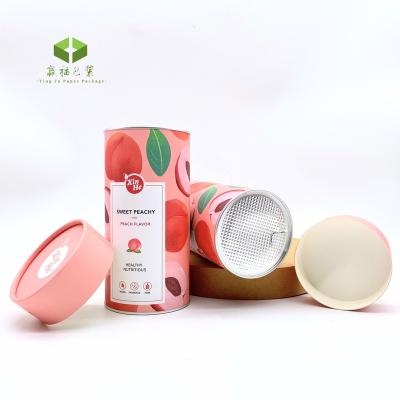 China High Quality Custom Eco Friendly Recycled Materials Kraft Paper Packaging Tube Customized Boxes With Metal Lid Tea Packaging 50 Min for sale