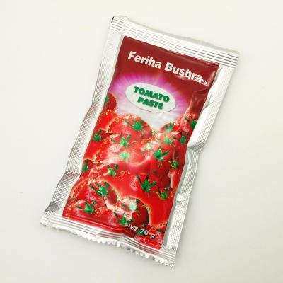 China Easy Open Factory 28-30% 50g 70g 210g 400g Tomato Sauce Porcelain Sachet Small Tomato Sauce Ketchup Packaging Red Color Good Smell Tomato Sauce for sale