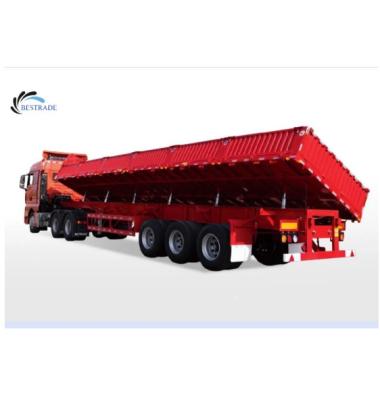 China Lifting Truck Trailer 3 Axle Side Dump Semi Trailer Tipping Trailer for sale