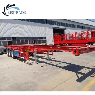 China Truck Trailer 3 Axles 60 Ton 40ft Trailer Container Truck Tipper Tipping Dump Skeleton Trailer for sale