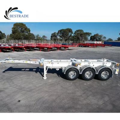 China Expandable Skeleton Truck Trailer 40FT Double-axle Gooseneck Semi Trailer With Twist Locks Truck Chassis for sale