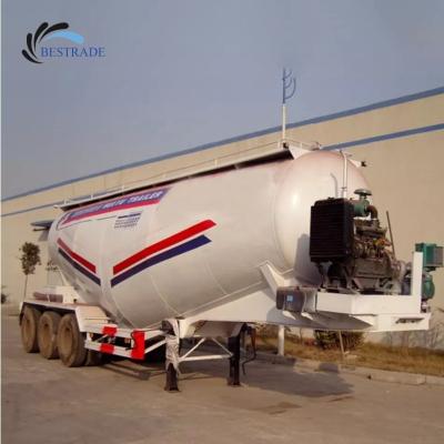 China Truck trailer 45cbm 3axles v w shape form dry bulk cement tank trailer truck with diesel engine and air compressor for sale