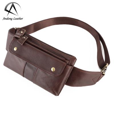 China Water Proof Andong Oil Wax Chest Bag Men Scare Waist Pack Large Capacity Cowhide Leather Shoulder Bags Retro Male Belt Phone Pouch for sale