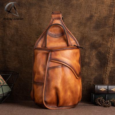 China Andong GENUINE Vintage Mens Cowhide Leather Shoulder Bag Fashion Genuine LEATHER Cross - Body Cowhide Trunk Bags for sale