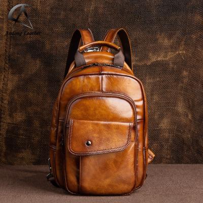 China Andong Waterproof Handmade Retro Color Men Shoulder Bag Genuine Cowhide Business Backpack With USB Charging Backpacks Scare Leather for sale