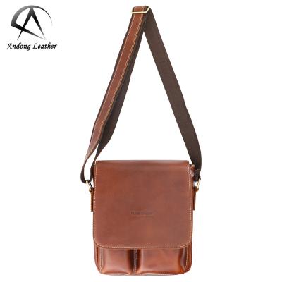 China Andong GENUINE LEATHER Shoulder Bag for Man Messenger Sling Bags Men Retro Genuine Cow Leather Fashion Cross - Body Pockets Business for sale