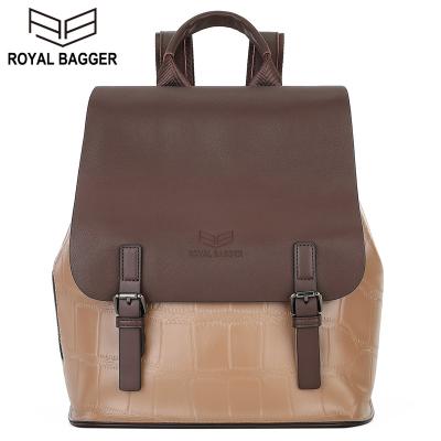 China Waterproof Royal Bagger Backpack For College Student Simple Genuine Korea Fasihon School Bags Handbag Women Cow Leather Shoulder Lady Bags for sale