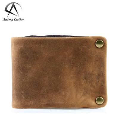 China Andong Waterproof Shorts Wallet For Men Crazy Horse Leather Slim Card Holder Man Purse Wallets for sale