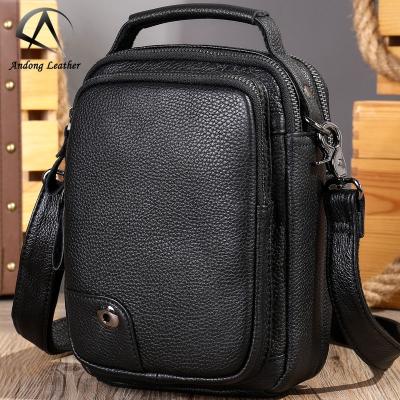 China Andong GENUINE Cow Sling GENUINE LEATHER LEATHER Bags For Men's Casual Handbag Cross - Body Shoulder Bag Messenger Pocket Business Casual Wear Small for sale