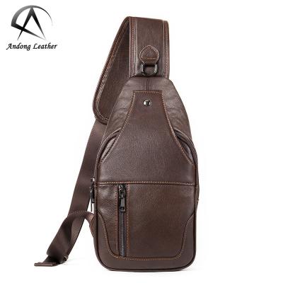 China Andong GENUINE LEATHER men's large capacity genuine leather chest bag men's casual cow shoulder bag pack sling bags for sale