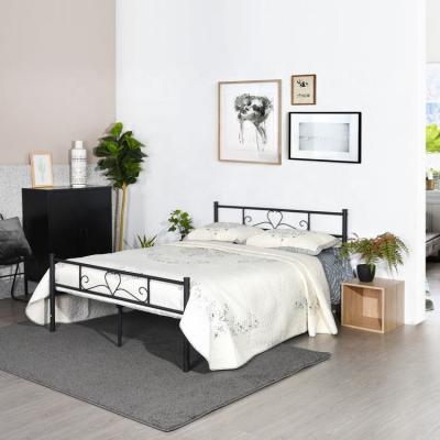 China Industrial Size 140x190 Cm Metal Double Bed Double Frame With Metal Slats for sale