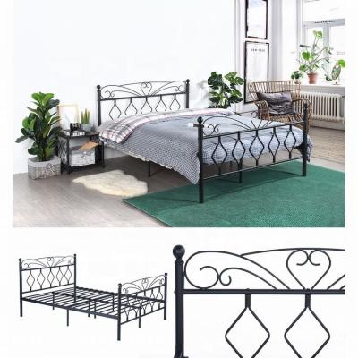 China Industrial Size 140x190 Cm Metal Double Bed Double Frame With Metal Slats for sale