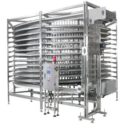 China Heat Resistant Modular Cooling Tower Belt Flexible Bread Bakery Spiral Conveyor Machine With Free Medical Maskes for sale