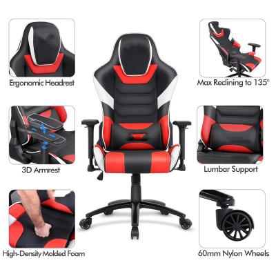 China Adjustable sillas modern gamer PU cooling extended leather 2D/3D armrest racing gaming chair for sale