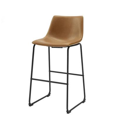 China 2021 modern new bar stool vintage PU metal bar chair upholstered leather bar stool for sale