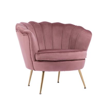 China 2021 New Modern Convertible Velvet Living Room Casual Upholstered Sofa Chair Gold Leg Leisure Pink Accent Shell Armchair for sale