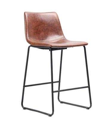 China 2021 New Style Removable Cover Mid Century Modern Style Brown Bucket Seat Black Leather Metal Base Dining Chairs for sale