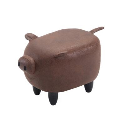 China 2021 New Korea Modern Cute Children's Furniture Foot Shoes Changing Scoop Chair Stool Advanced Leather Pig Stool Storage Animal Stool for sale