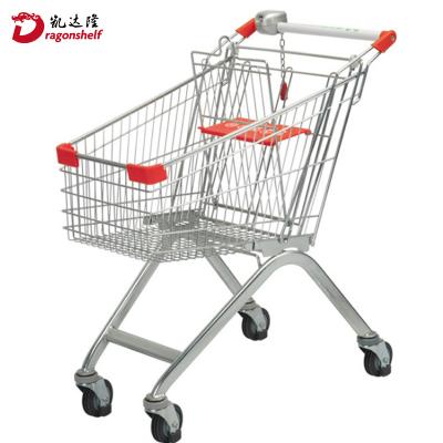 China Rustproof European Supermarket Trolley Shopping Trolley With 4 Wheels For Shops for sale