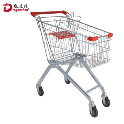 China Supermarket Trolleys Deployment Rustproof Antirust Shopping Trolley With 4 Wheels For Shops for sale