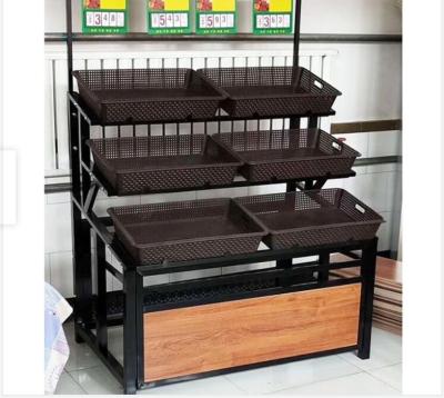 China Dragonshelf Professional Service Good Quality Multi Layer Supermarket Fruit Vegetable Area Double Sided Shelving Rack for sale