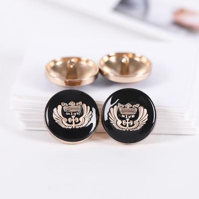 China Zinc alloy logo gold coat nickel free embossed blazer sew on vintage metal leg buttons for coat for sale